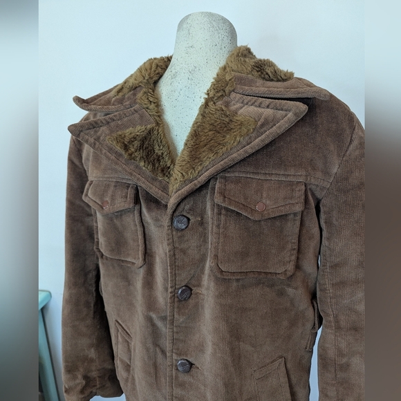 Vintage Bagpiper Men's Brown Corduroy Jacket with Faux Fur Lining Sz 48 (Medium) - Picture 5 of 14